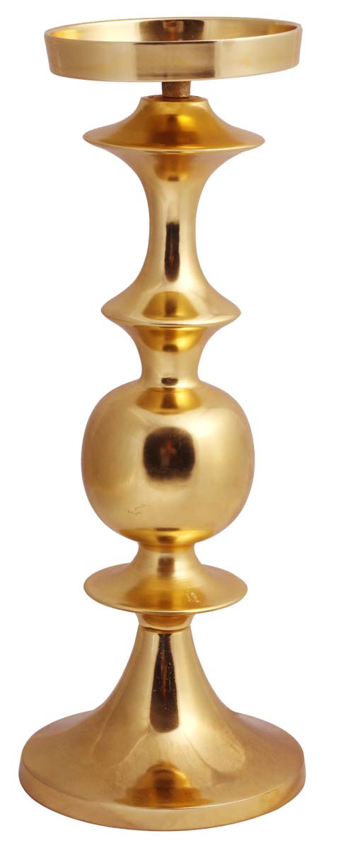 15.5” Aluminum Taper Candle-Holder – Golden Finish – Wholesale Vintage-Look Décor / Housewarming Gifts